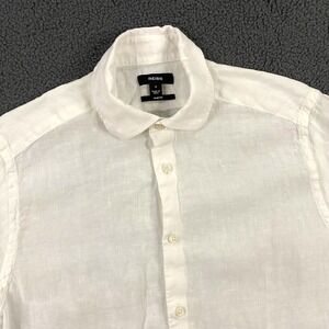 Reiss Linen Shirt Mens Small Slim Fit Preppy Button Up White Resort Vacation‎
